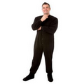 Unisex Micro-Polar Fleece Button Front Pajamas (Black)